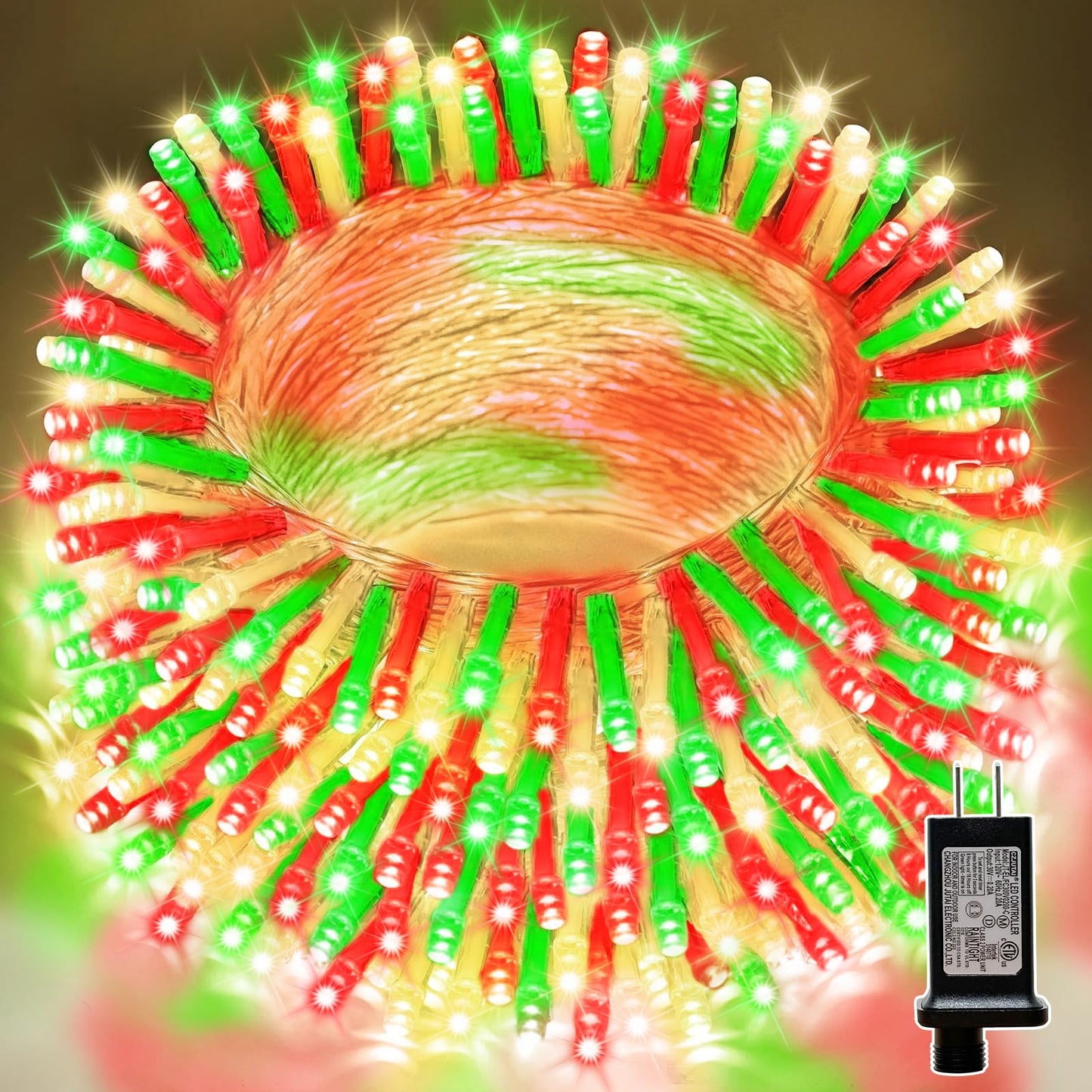 Lamphome 33Ft Christmas Decorative Mini Lights  100 Led Transparent Wire Fairy Starry String Lights Plug In  16 Lighting Modes For Indoor Outdoor Xmas Tree Wedding Party Decoration (Red/Green/Warm)