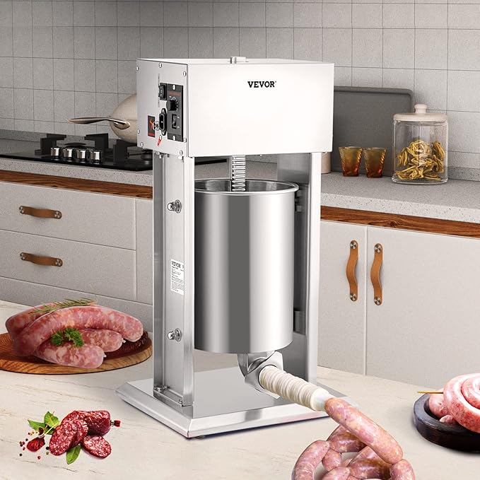 VEVOR Sausage Stuffer, 22LBS/10L Capacity, 304 Stainless Steel Electric Sausage Stuffer, Vertical Electric Stuffer Adjustable Speed Stainless Steel Heavy Duty Sausage Filler Meat Stuffer