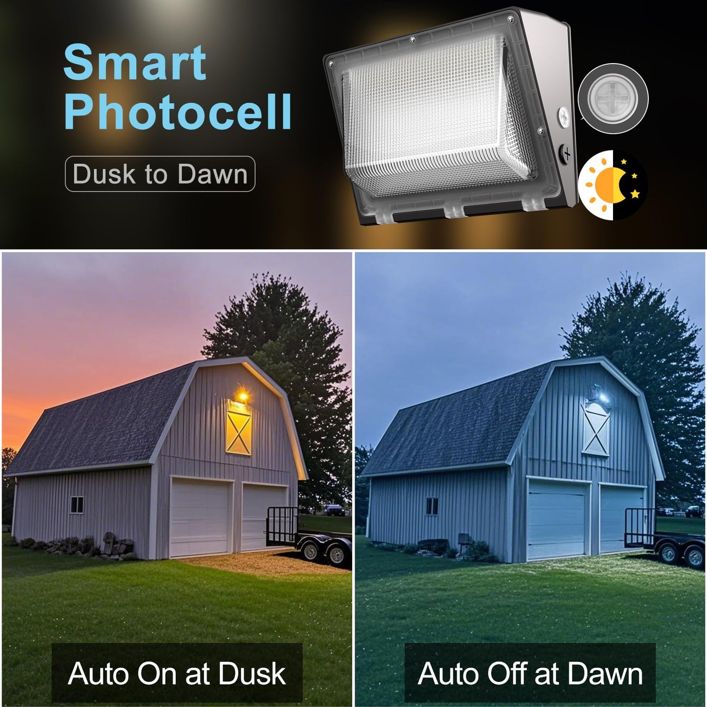 Lightdot 6Pack 120W Led Wall Pack Lights  100-277V Dusk To Dawn Photocell  18000Lm(150Lm/W) 5000K Ip65 Wall Mount Outdoor Exterior Lighting  Energy Saving  Etl | 5-Year Warranty(Height:8-18Ft)