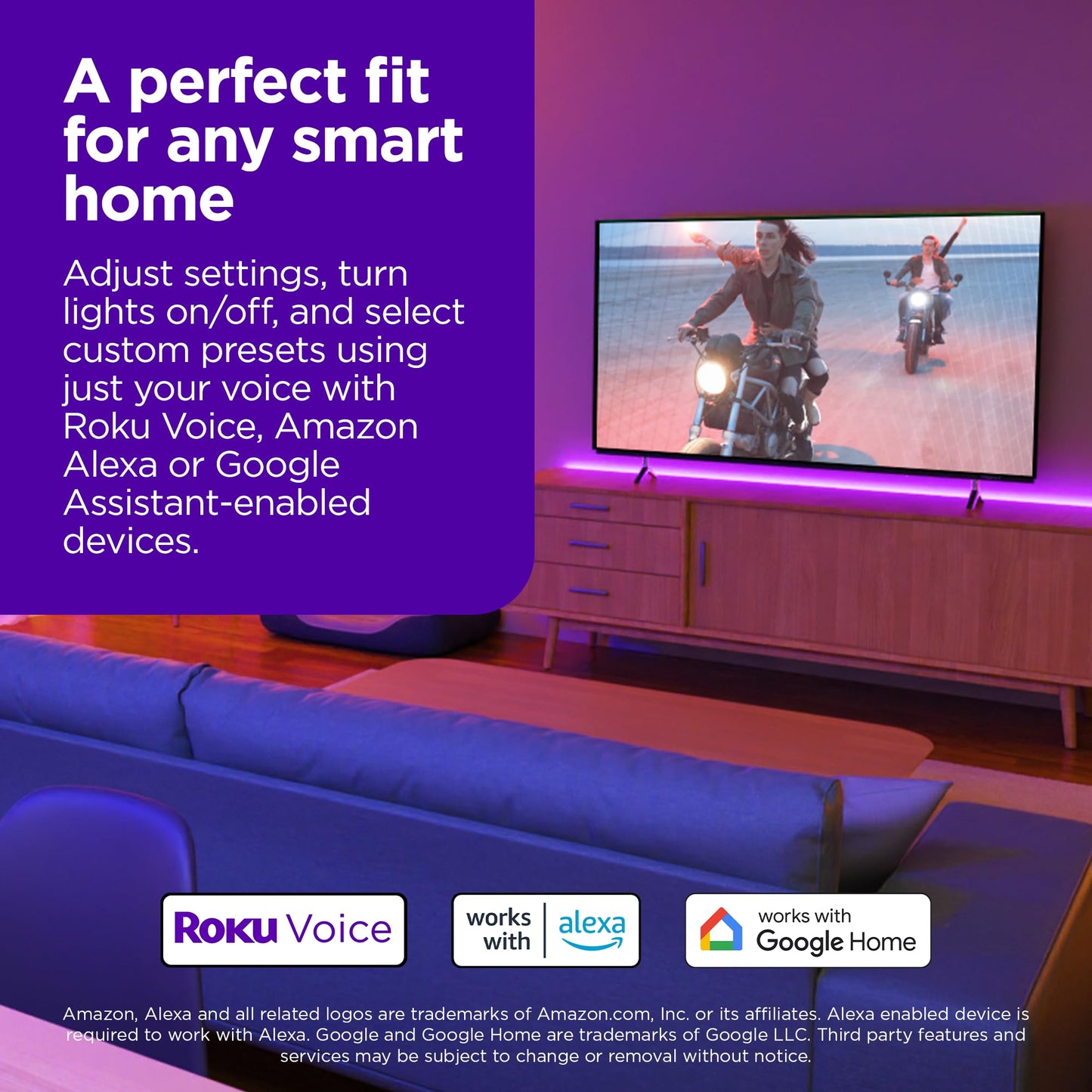 Roku Smart LED Light Strip+, 16.4ft - Color Options with Adjustable Brightness & Temperature - Peel & Stick WiFi Smart Strip Lights Works with Roku Voice, Alexa & Google Assistant - Smart Home Product