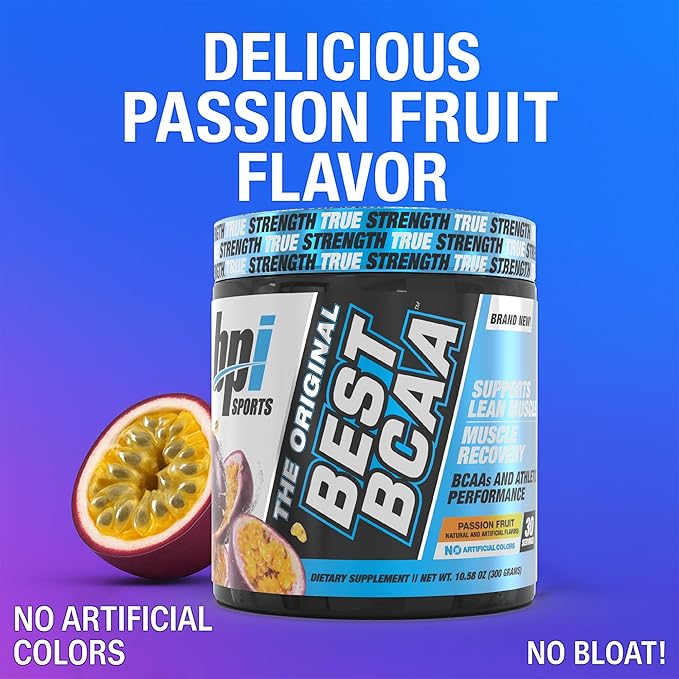 BPI Sports Best BCAA - The Building Blocks of Protein and Muscle - Supports Metabolism - Omega 6 - Passion Fruit, 30 Servings, 300 g
