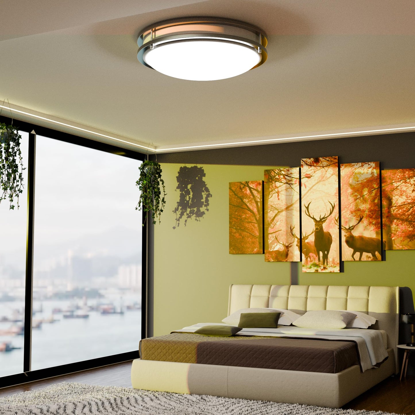 Lunabode Led Flush Mount Ceiling Light, 22W (100W Eq), 1800Lm, 14 Warm White, Brushed Nickel, Model Gs-Drcl14-182