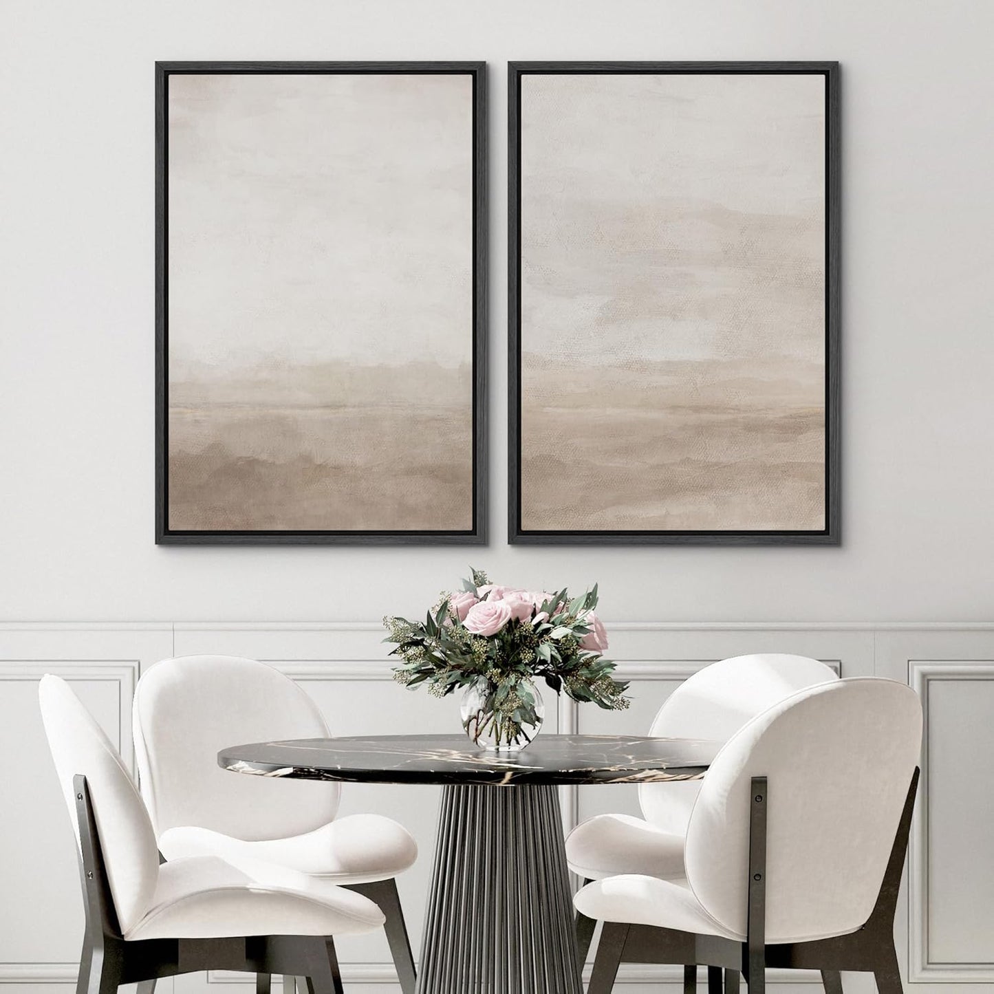 SIGNWIN Framed Canvas Print Wall Art Abstract Wave Pattern Modern Art Minimalist Neutral Decor for Living Room, Bedroom, Office - 24"x36"x2 Black