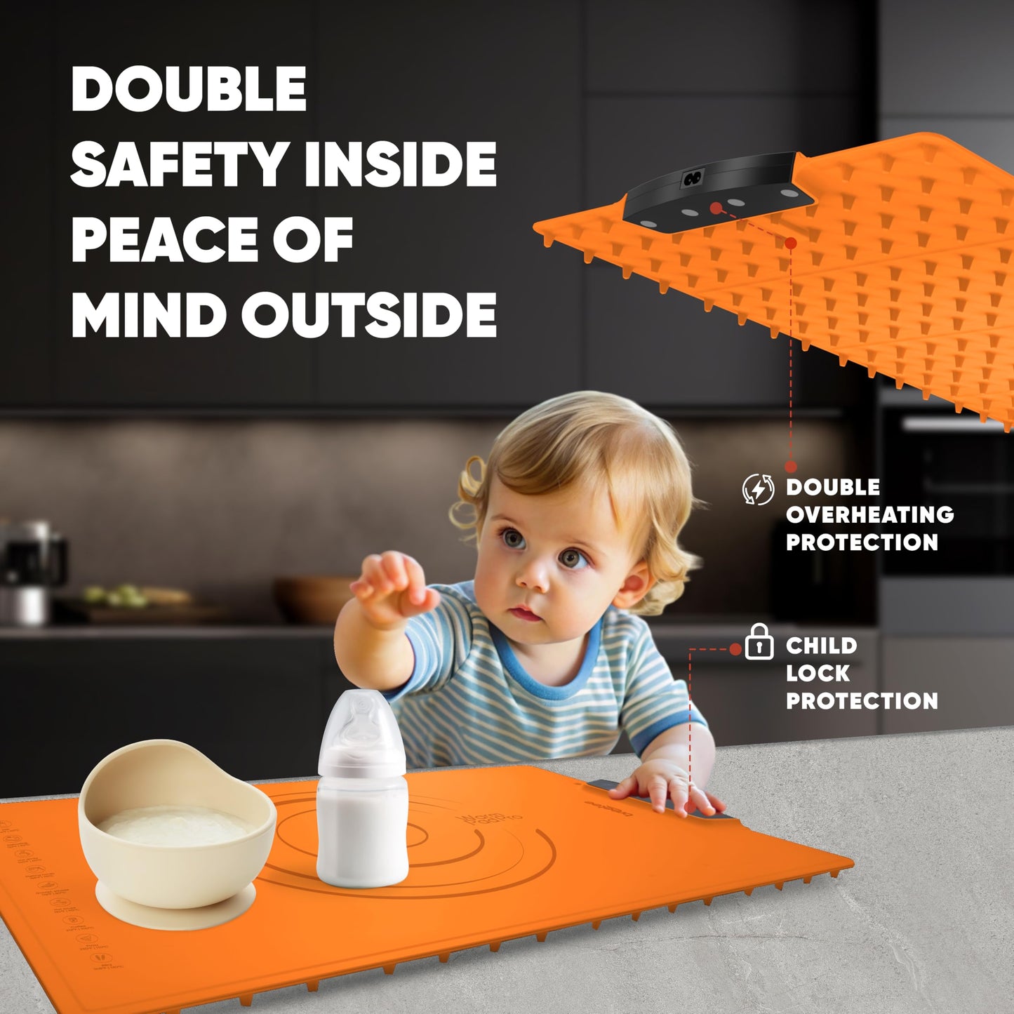 BREETEE Electric Food Warming Mat – Silicone Heating Mat for Food with 9 Temp Levels – Portable Roll Up Warming Mat for Food – Versatile Warming Tray for Buffet, Parties, Home, RV Kitchen
