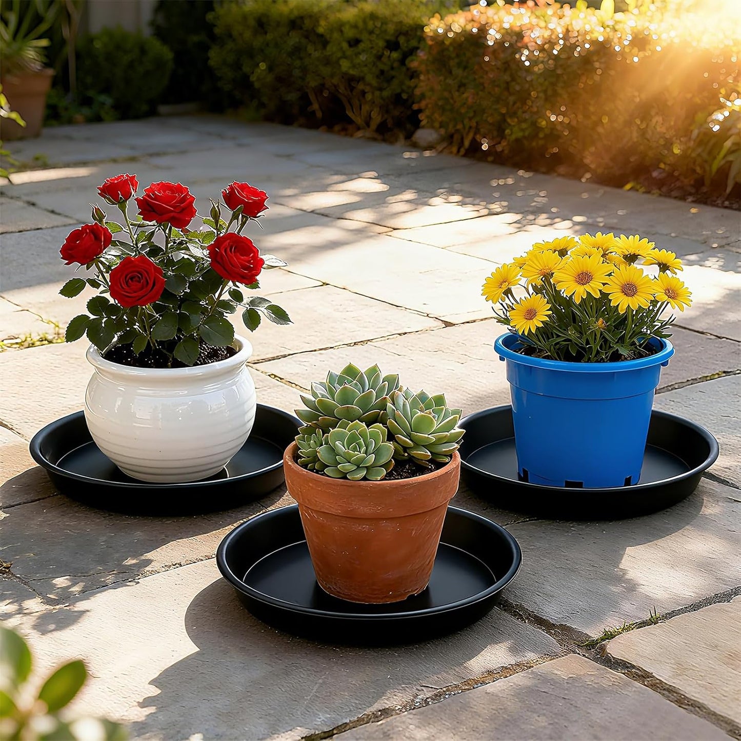 TITE Plant Saucer 14 inch,Heavy Large Planter Durable Thicker Plastic Plant Trays for Indoors and Outdoor,Plant Saucer Drip Trays,Black (14 inch, Black)