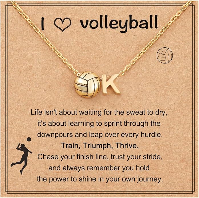 AULSIEY Initial A-Z Volleyball Necklace for Girls Teens Women, Personalized Volleyball Christmas Gifts for Team Lovers, 1...
