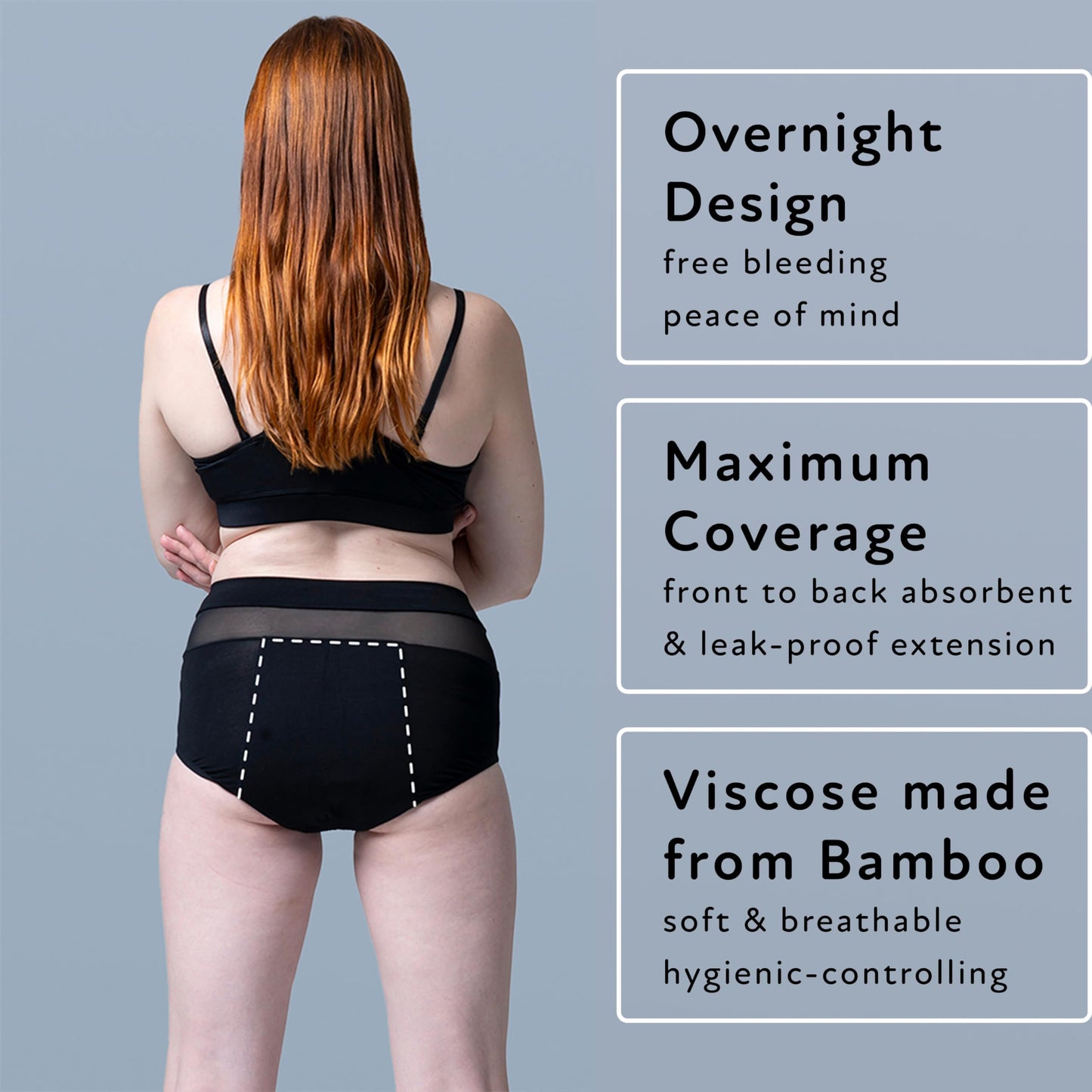 Goat Union Overnight Period Underwear for Women Heavy Flow, Leakproof Menstrual Panties Full Coverage, L, Pack of 2