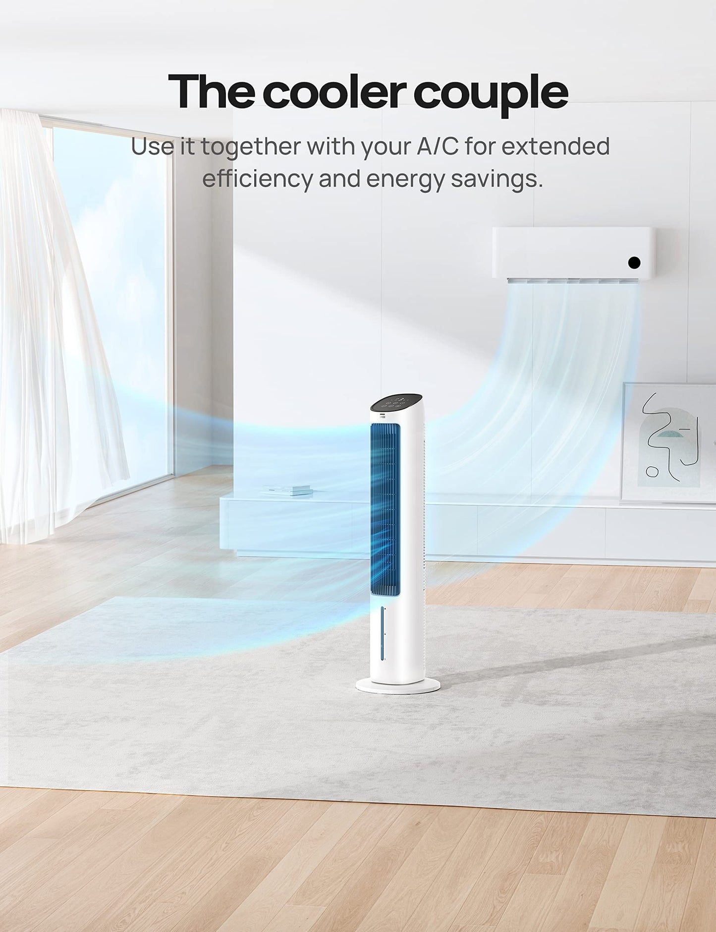 Dreo Tower Fan For Bedroom, 40 Evaporative Air Cooler, Cooling Fans That Blow Cold Air With 80 Oscillating, Removable Water Tank