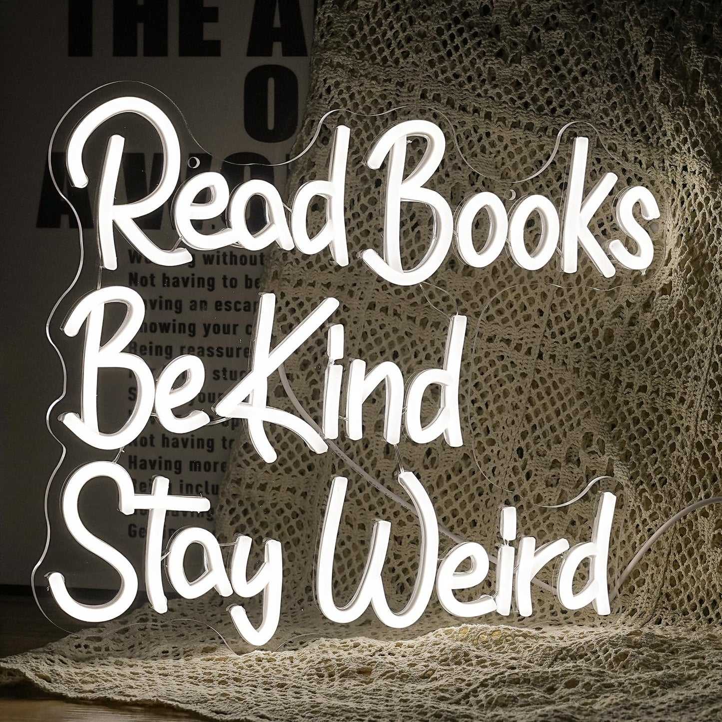 Lisignve Led Neon Sign - Read Books Be Kind Wall Decor, Dimmable, Usb Powered, 14.17X13, White