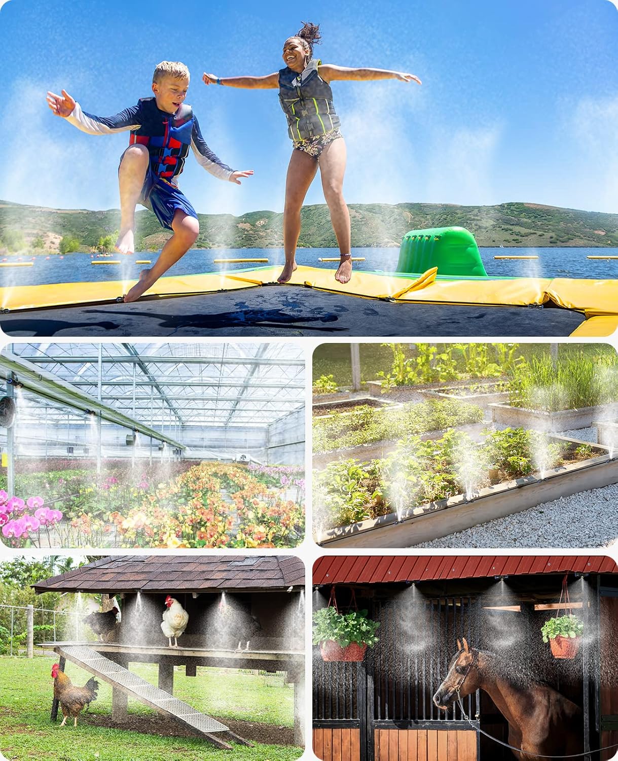 HOMENOTE Misting Cooling System, 26FT (8M) Misting Line + 7 Brass Mist Nozzles + Brass Adapter(3/4") Outdoor Mister for Patio Backyard Garden Greenhouse