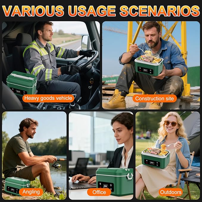 Cordless Electric Heated Lunch Box,Pro 24000mah Heated Lunch Box,Battery Powered, 1.2L Portable Food Heater-3D-5 Side Heating-Intelligent Temperature Control,Suitable For Trucks,Offices,Travel