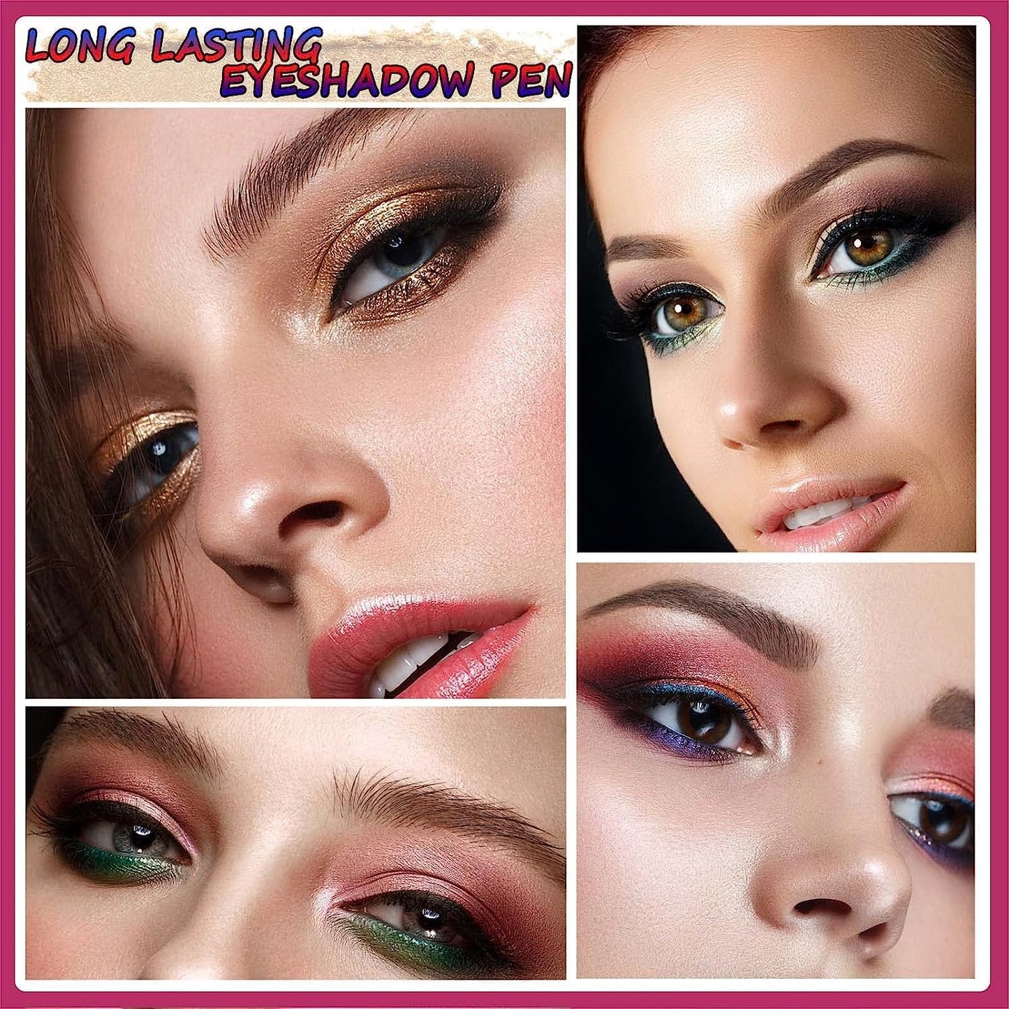 Pink Eyeshadow Stick And Sponge Makeup Brush Cream Shimmer Smooth Shadow Pencil Eyeliner Long Lasting Waterproof Eye Shadow Highlighter Stick Hypoallergenic Multi-Dimensional Eyes Look ( # 13)