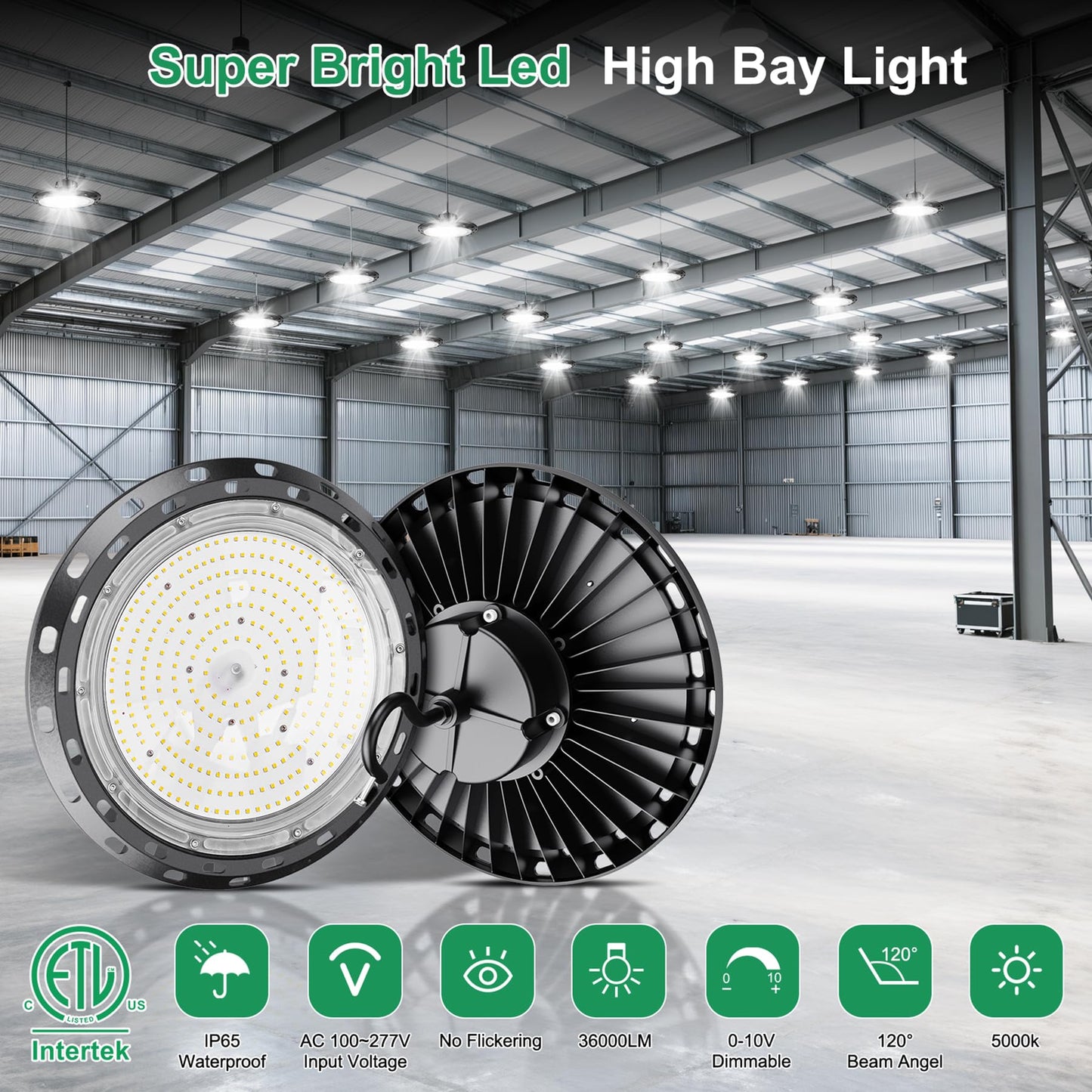 BFT UFO LED High Bay Light 300W 45000LM Dimmable Black 4Pack Model BFT-UFO-300WJ