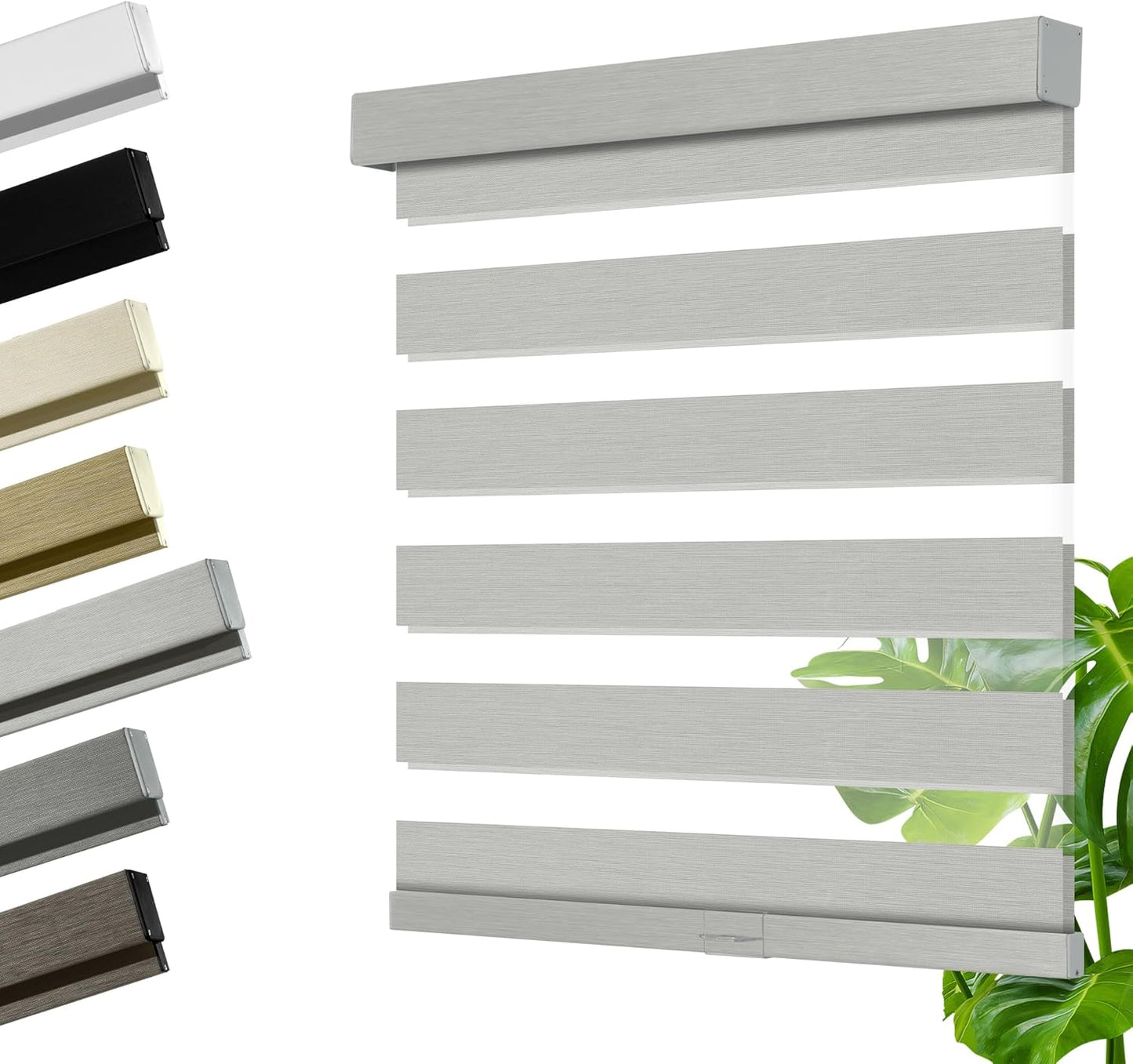 Cordless Zebra Blinds for Windows, Blackout Interior Blinds,Easy to Install,UV Protection,for Offices and Home,Custom Roller Shades, Mousse Light Grey,20" W x 72" H