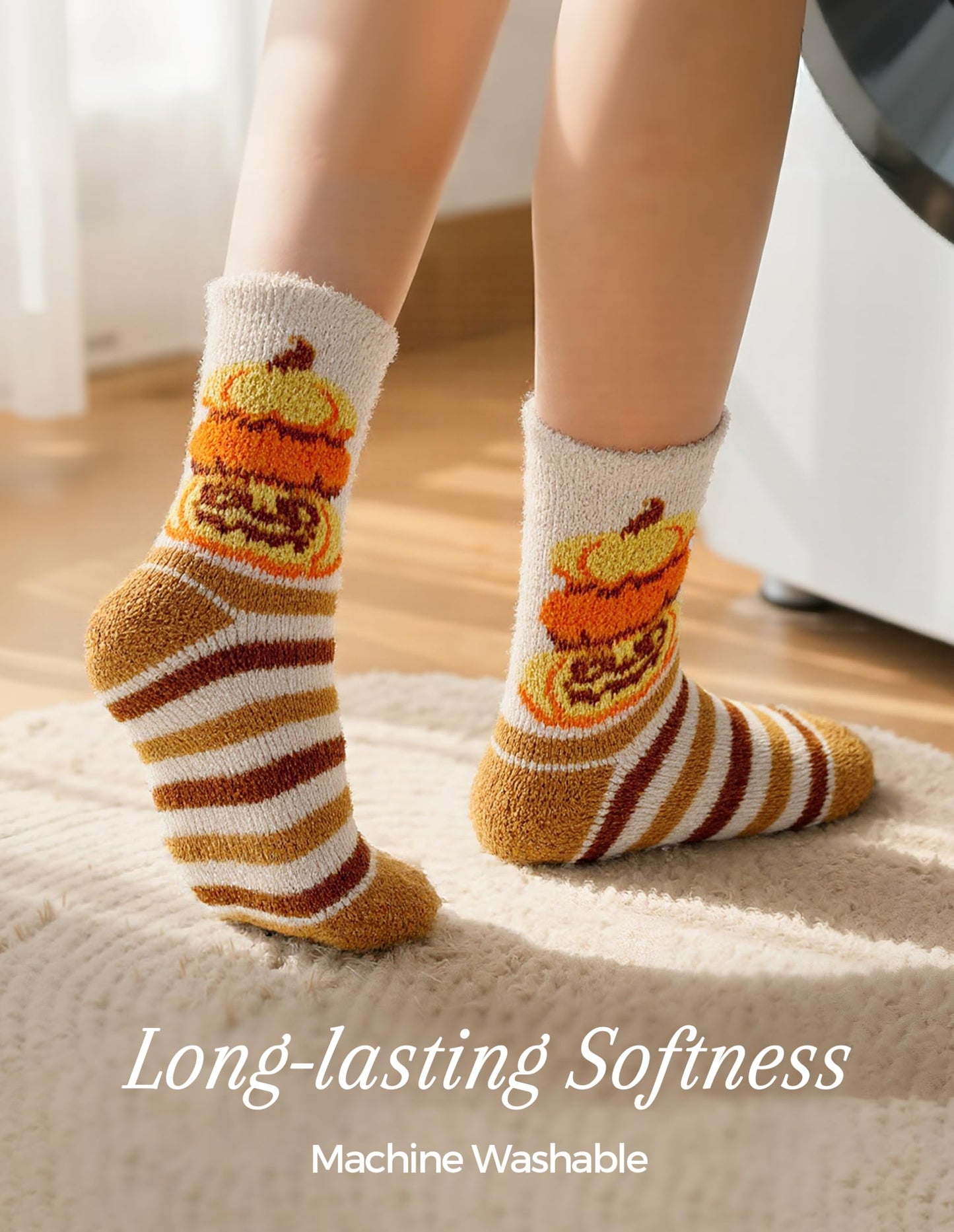 TEHOOK 4X Thicker & 2X Softer Fuzzy Socks - Cozy Warm Fluffy Fall Socks - Halloween Gifts, Size 6-12