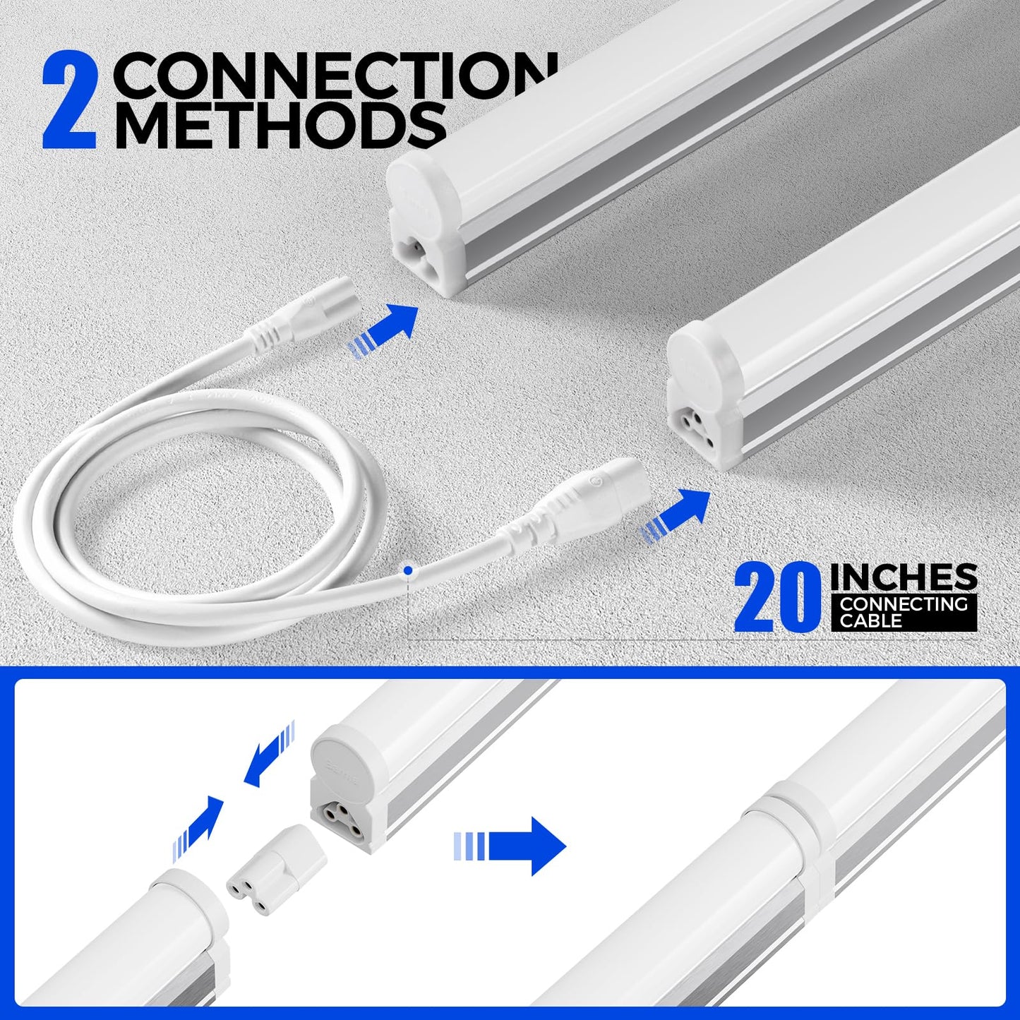 Barrina T5 Led Shop Lights  4Ft  2200Lm  6500K (Super Bright White)  20W  Utility Garage Lighting  Ceiling And Under Cabinet Light  Corded Electric With On/Off Switch  2 Packs