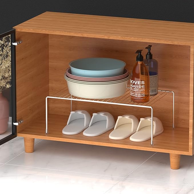 iPEGTOP Set of 2 Kitchen Cabinet Shelf Organizer, Medium (13 x 9.4 Inch) Bathroom Cabinet Organization Wire Shelf Rack, Rustproof Storage Space Saver Shelves for Countertops Pantries Utensils