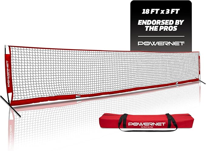 PowerNet Soccer Tennis Net, Portable Instant, Indoor Outdoor, Metal Collapsible Base Weighted, Durable Vertical Bow Posts,...