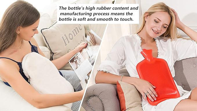 Peterpan 100 Fl Oz Rubber Hot Water Bottle with Faux Fleece Cover - BPA & Phthalate-Free, XXX-Large Hot Water Bag for Pain Relief, White