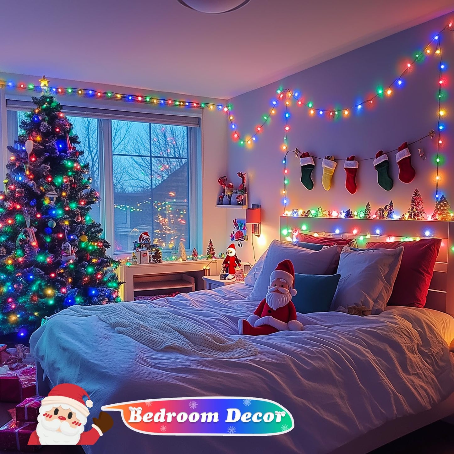 JMEXSUSS 500 LED Christmas String Lights, 173ft, Multicolor, 8 Modes, Plug-in, Waterproof, Green Wire