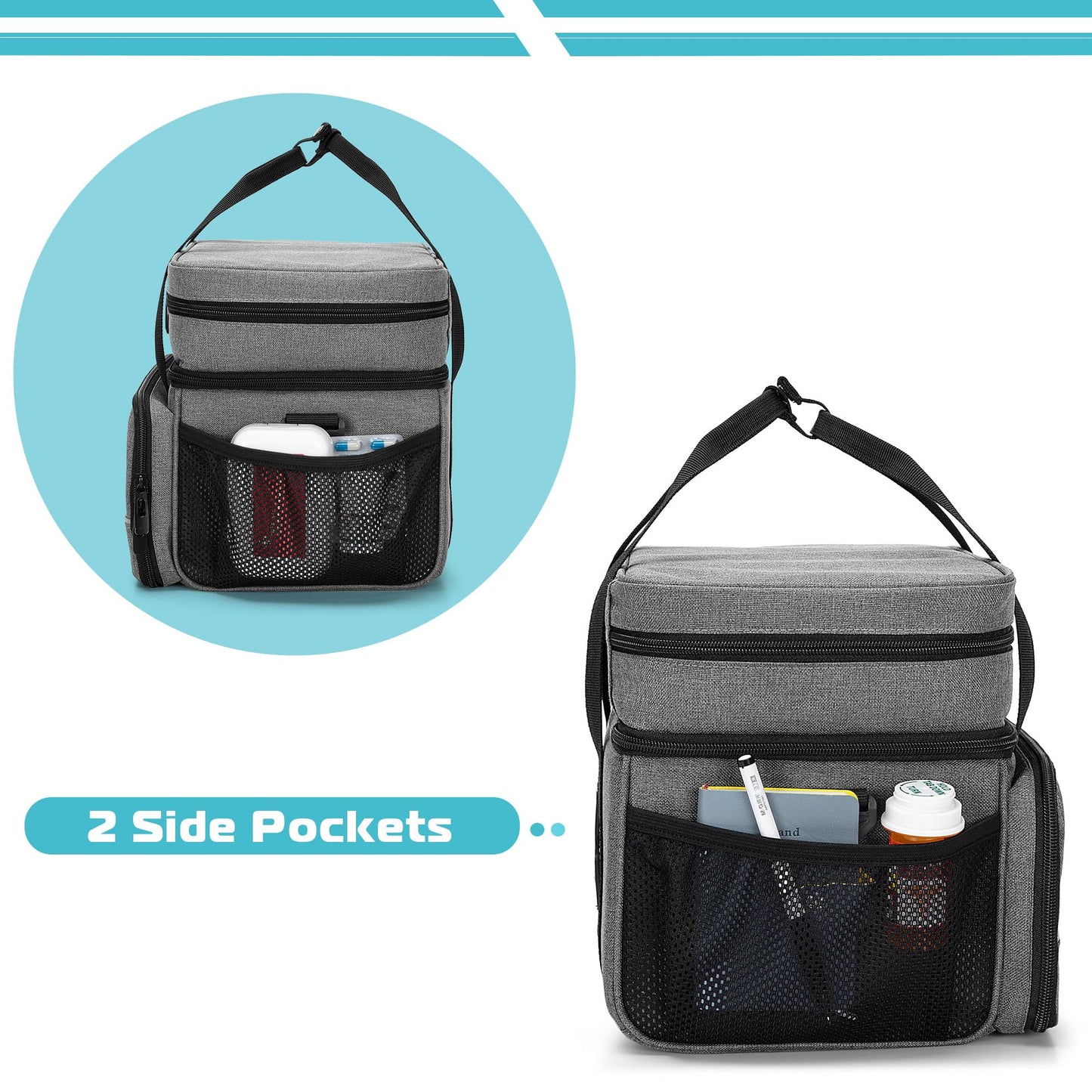 CURMIO CPAP Travel Bag Storage Case Compatible with ResMed AirSense 11, AirSense 10, AirSense 10 elite, AirStart 10, Philips Dreamstation, 3B Medical Luna G3, and XT Fit, Gray (Patented Design)