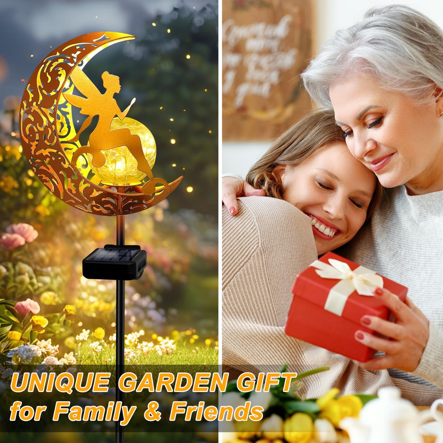 YJFWAL Garden Solar Lights Pathway Stake, Warm White, Angel Decor, 1 Pack, Model 714216436217, Waterproof Outdoor Decor for Yard and Garden