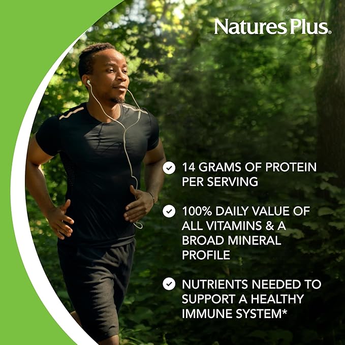 NaturesPlus SPIRU-TEIN, Blueberries & Cream - 1.12 lb - Plant-Based Protein Powder - Vitamins & Minerals for Energy - Vegetarian, Gluten Free - 15 Servings