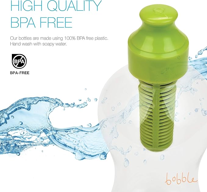 bobble Classic Water Bottle, Filtered Water, BPA-Free Reusable Bottle, Soft Touch Carry Cap with Replaceable Carbon Filter for Sustainable Water and Hydration 34 oz, (Navy Blue)