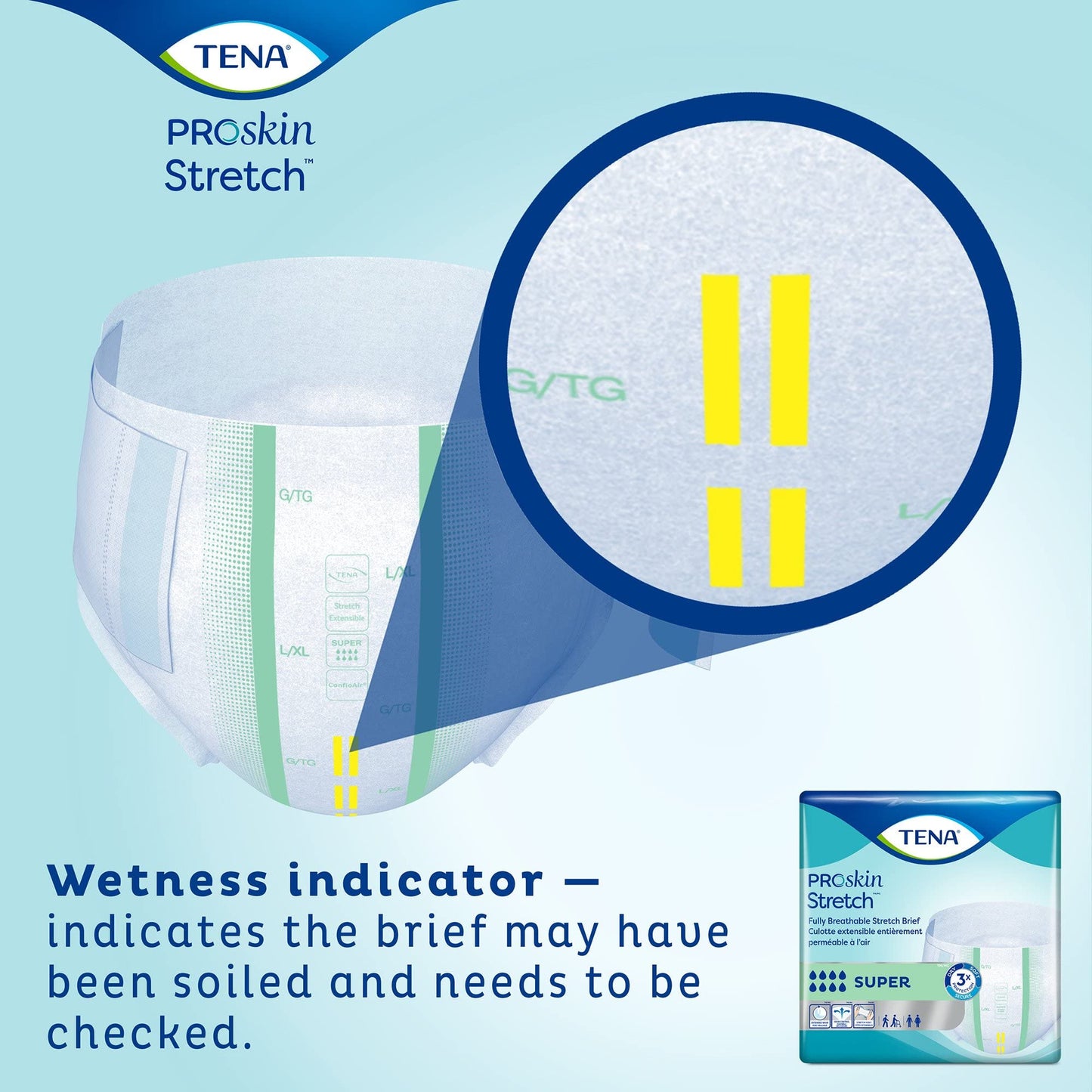 TENA Stretch Super Briefs, Incontinence, Disposable, Heavy Absorbency, Large/XL, 28 Count, 2 Packs, 56 Total