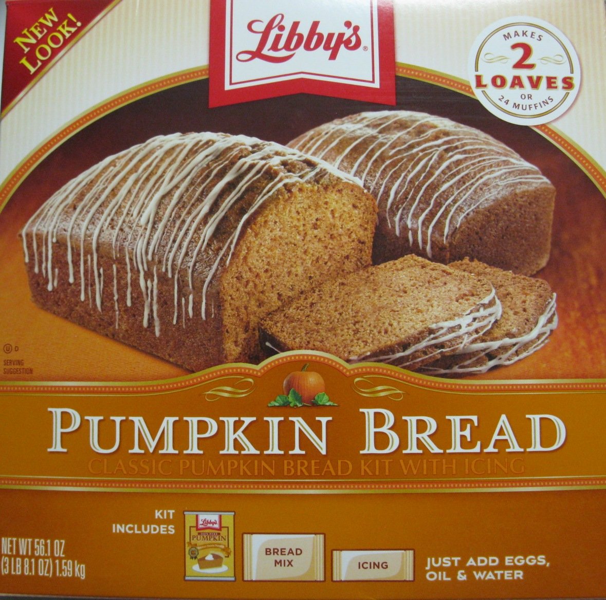 Libbys All Natural Pumpkin Bread Kit with Icing - Makes 2 Loaves