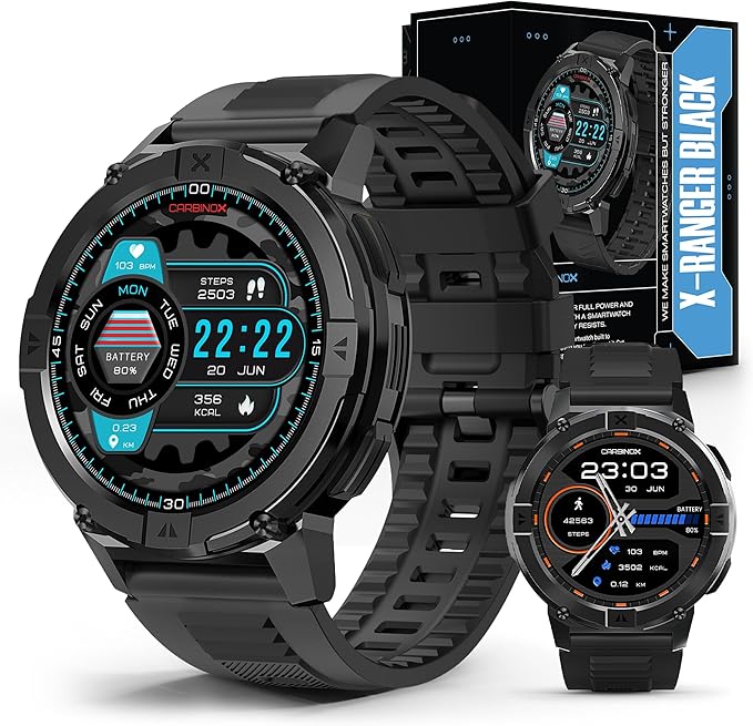 CARBINOX X-Ranger Smart Watch (Answer/Make Calls), Rugged Fitness Tracker IP69K Waterproof, Compatible with Android and iO...