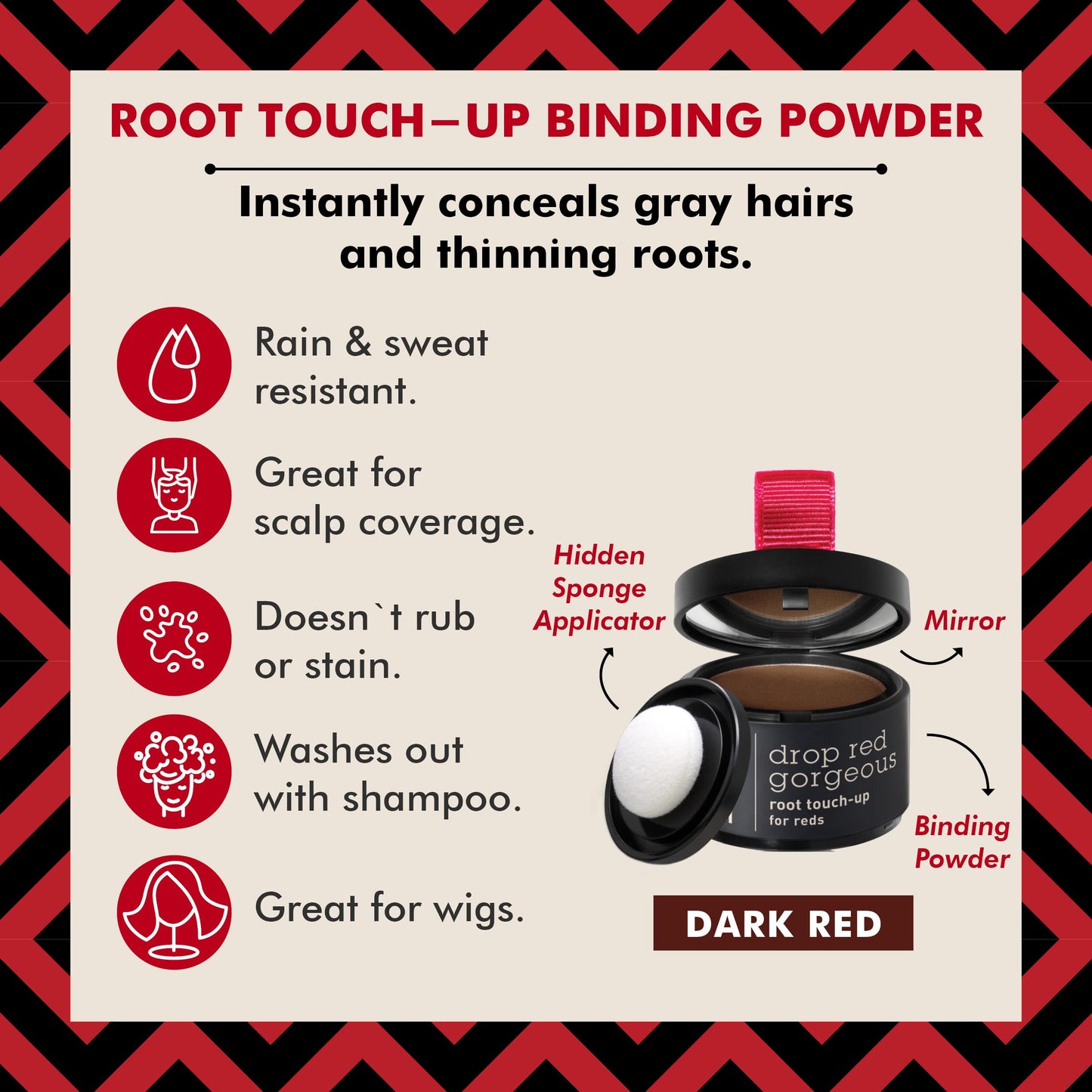 Root Touch Up Powder by Style Edit | Dark Red Hair Color Coverage | Mineral-Infused Hairline Concealer for Grays and Roots | 0.1