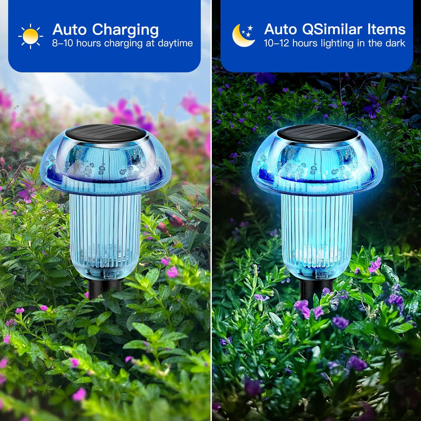 Halloween Sky Blue Solar Lights For Outside 4 Pack Halloween Decorations Led Mushroom Solar Powered Outdoor Lights  Landscape Lighting Garden Stake Light  Landscape Light Outdoor For Yard  Garden