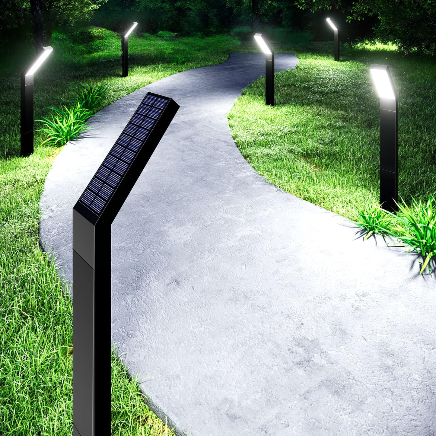 Jsot Solar Garden Lights - 6 Pack Solar Driveway Lights Outdoor For Landscape Pathway Backyard Decor Waterproof Walkway Light With Bright 3 Lighting Modes