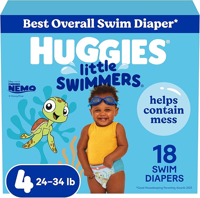 Huggies Little Swimmers Disposable Swimming Diapers, Size 4 (24-34 lbs), 18 Ct