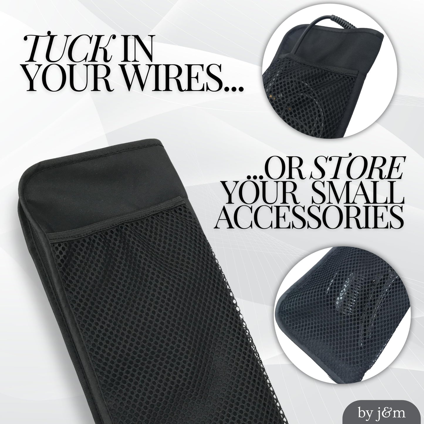 New: Hair Straightener Mat & Pouch by j&m - Enhanced Heat Resistant - Fits ghd, BaByliss & Larger Flat Irons - Zip-Up All-in-One