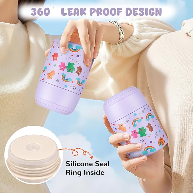 10oz Soup Thermo for Hot Food Kids Insulated Food Jar Container with Spoon Width Mouth Stainless Steel Leak Proof Thermo Lunch Box for School Travel