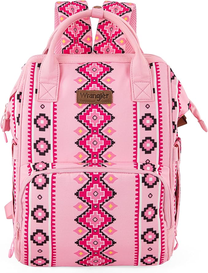 Montana West Wrangler Diaper Bag Backpack Aztec Travel Backpack Purses Western Multi-Function Baby Bags for Mom with Waterproof Insulated Pockets