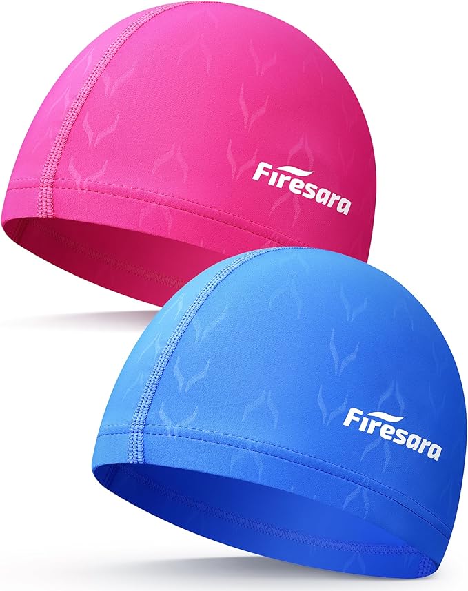 Firesara Fishtail Fabric Swim Cap for Men Women, Breathable High Elasticity Swimming Cap Hair Protection Quick Dry Soft fo...