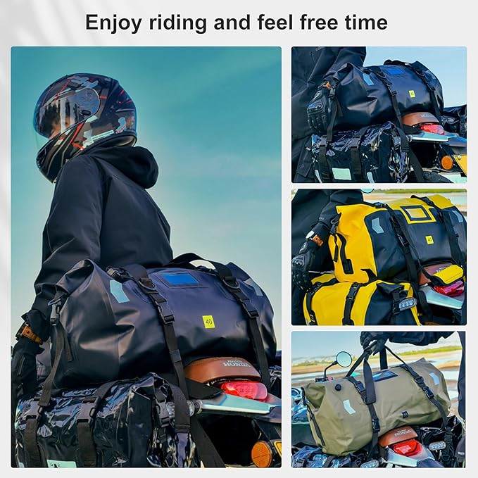 Waterproof Duffel Bag，Roll-Top Heavy Duty Dry Duffle Bag，Motorcycle Dry Bag，with Quick-fixed Straps，with Large Storage Space, Perfect for Traveling, Camping, Kayaking, Fishing & Canoeing (black, 66L)