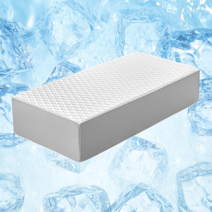 Cooling Cube Pillow for Side Sleepers, Square Memory Foam Side Sleeper Pillow Firm Soft Double-Sided Supportive, Support Head Neck Shoulder for Pain Relief Cervical Pillow, 24"x12"x6"
