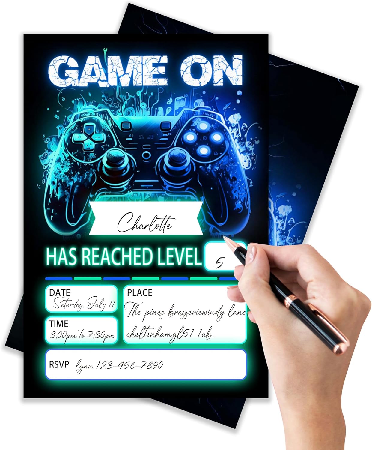 Gamer Birthday Invitations, Video Game Birthday Party, Gaming Party Decorations, Birthday Party Invitations For Boys Girls, Kids Birthday Invitations, 20 Cards with 20 Envelopes.(117)