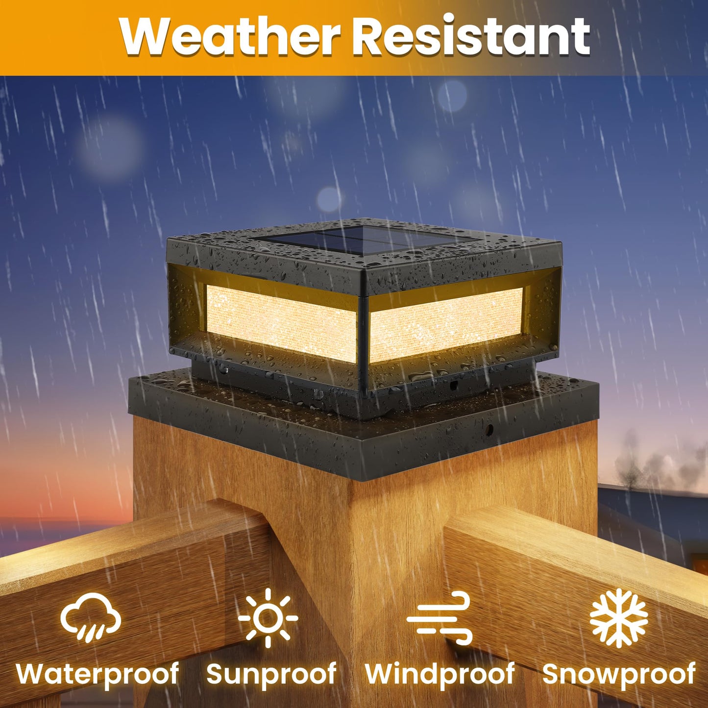 Mlambert 12 Pack Solar Powered Post Cap Lights Outdoor For 4X4/6X6 Wood/Vinyl Posts  Waterproof Deck Fence Patio Porch Light Cool/Warm Lighting  Black