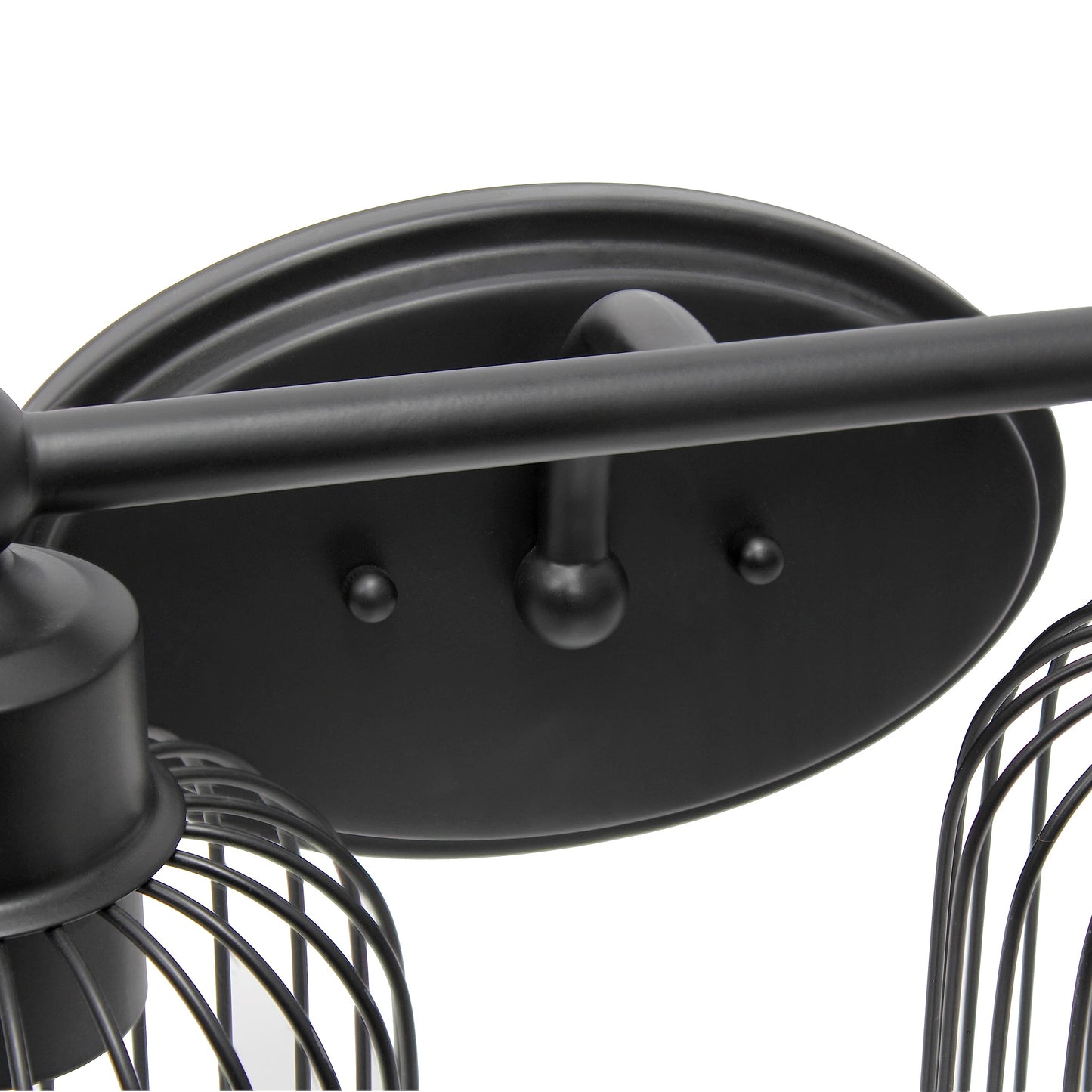 Elegant Designs Vt1021-Blk 14 Black Iron Industrial Farmhouse Wall Vanity Fixture With Metal Birdcage And Oval Backplate