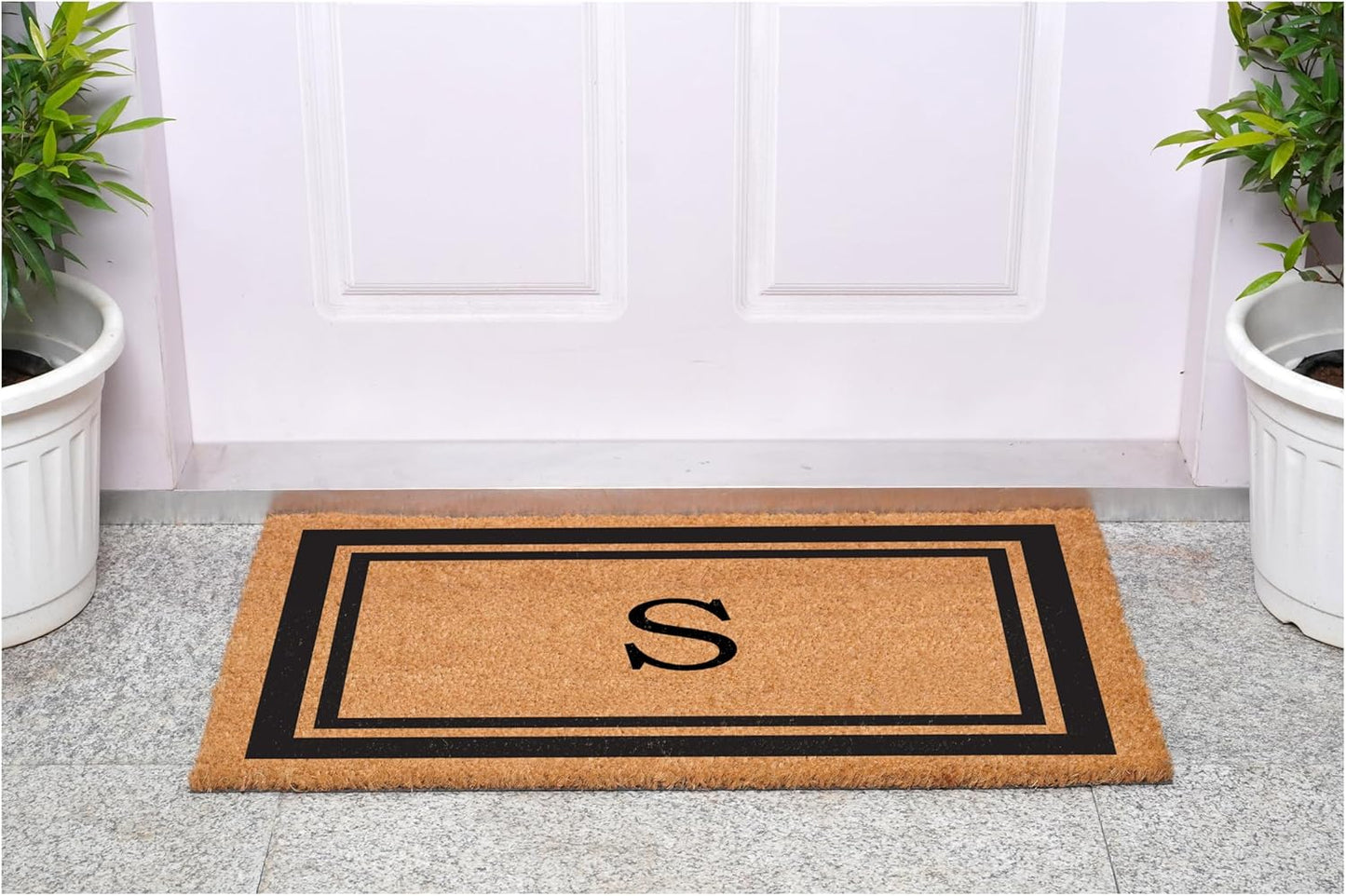Calloway Mills 152962436S Black Border 24" x 36" Monogram Doormat, (Letter S)