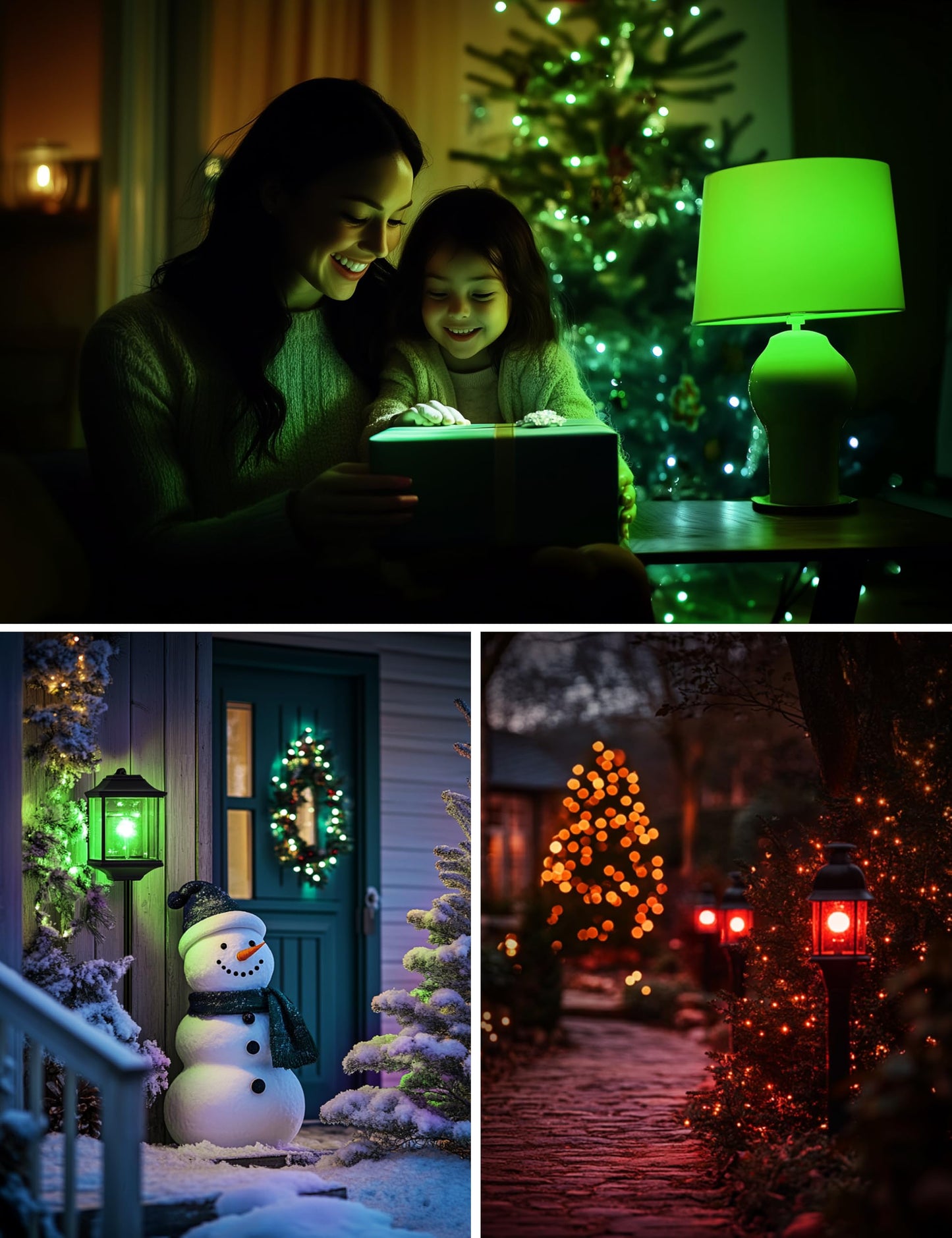 L LOHAS LED Red and Green Light Bulbs, A19 9W, 720LM, E26 Base, 4 Count Pack, Christmas Decoration