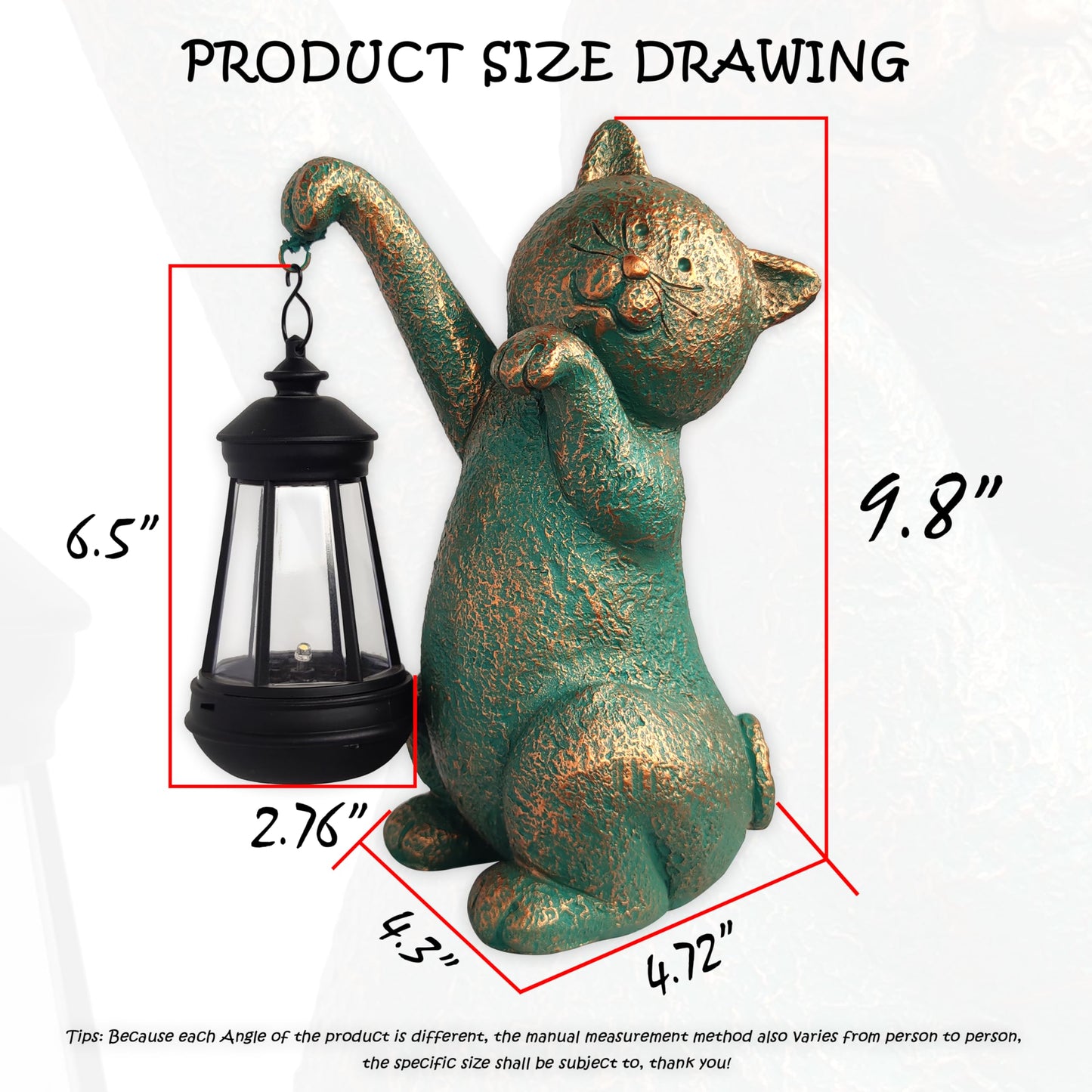 Rctticuu Cat Garden Statue Outdoor D?Cor With Solar Lights Lantern Cat Solar Light Figurines Outside Decorations For Yard Lawn Patio  Balcony  Unique Housewarming Gifts