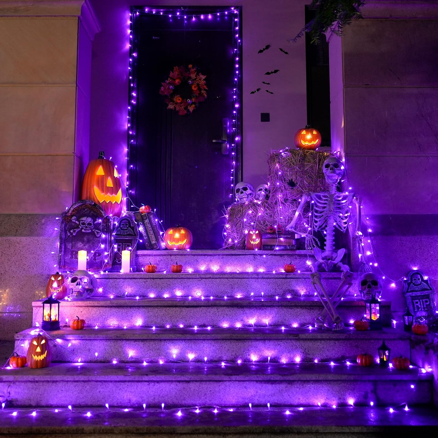 POTIVE Purple Halloween Lights - 200 LED Indoor/Outdoor, 66ft, Waterproof, 8 Modes, Model EXS-S-0200