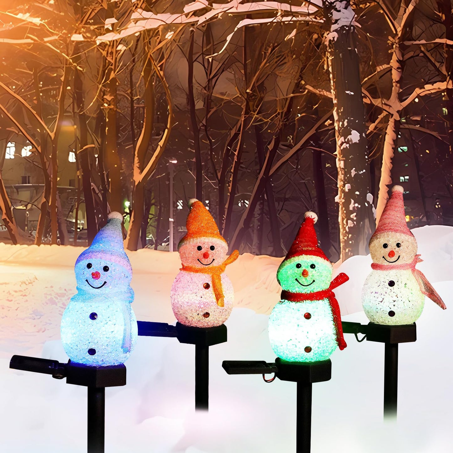 Outdoor Christmas Decorations 2025-Christmas Light Stakes for Yard-Snowman Solar Lights-Snowman Christmas Ornaments for Yard Gar