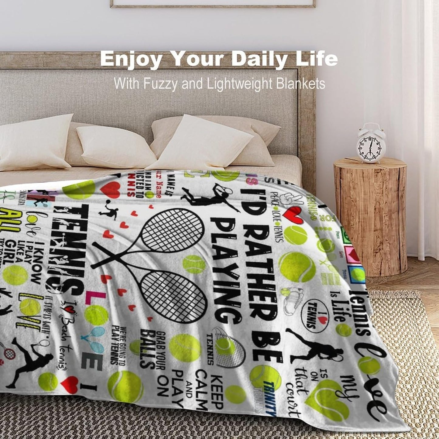 Tennis Blanket Soft Cozy Flannel Throw Blankets Bedding Tennis Lovers Merch Gifts for Boys Girls Women Adults Gifts 50"X40"
